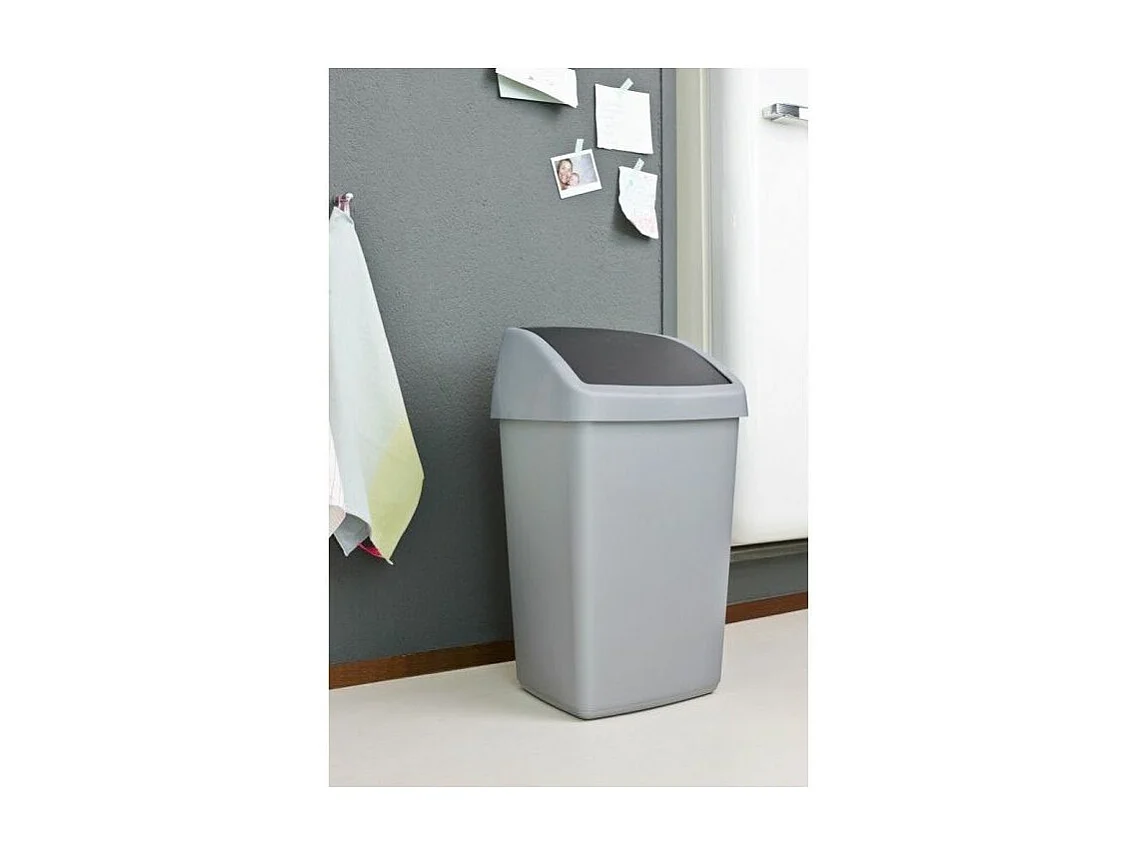 Poubelle grise avec couvercle basculant Delta 50 litres