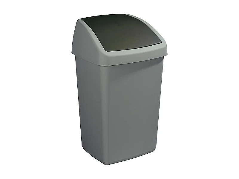 Poubelle grise avec couvercle basculant Delta 50 litres