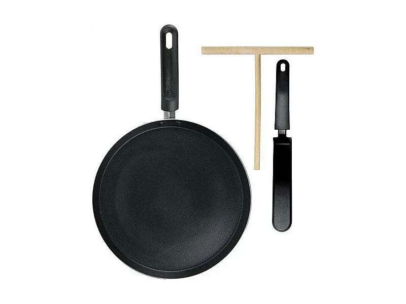 Crepes-Pfannenset Induktion 28 cm mit Zubehör aus Aluminium