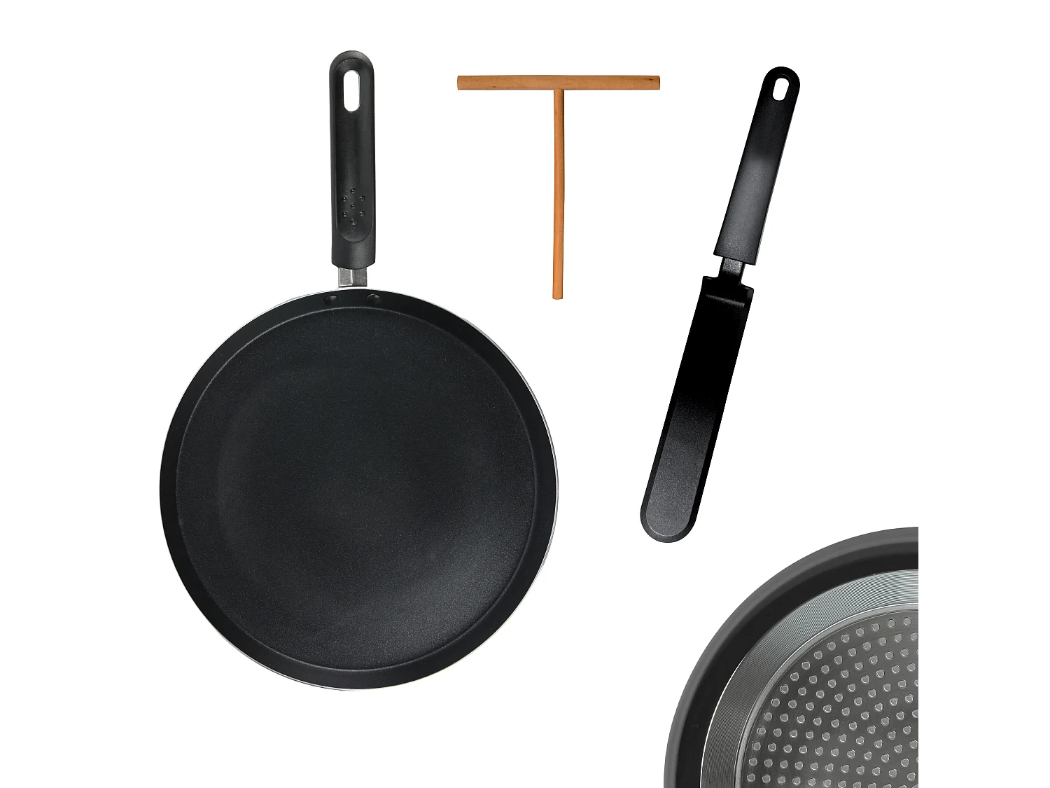 Crepes-Pfannenset Induktion 28 cm mit Zubehör aus Aluminium