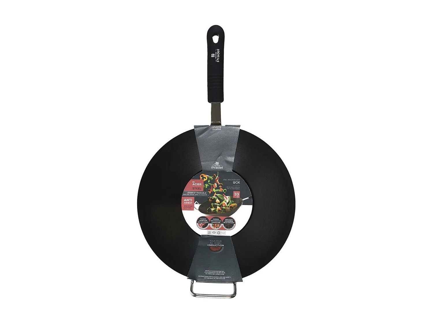 Wok in acciaio per tutti i bruciatori, compresa l'induzione, 33 cm