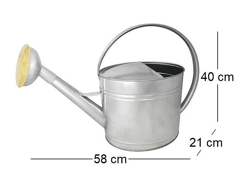 Gießkanne aus verzinktem Stahl mit Kopf und Messinggitter 13 Liter