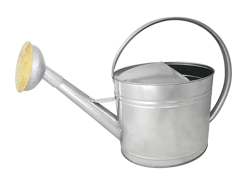 Annaffiatoio in acciaio zincato con pomolo e griglia in ottone 13 litri