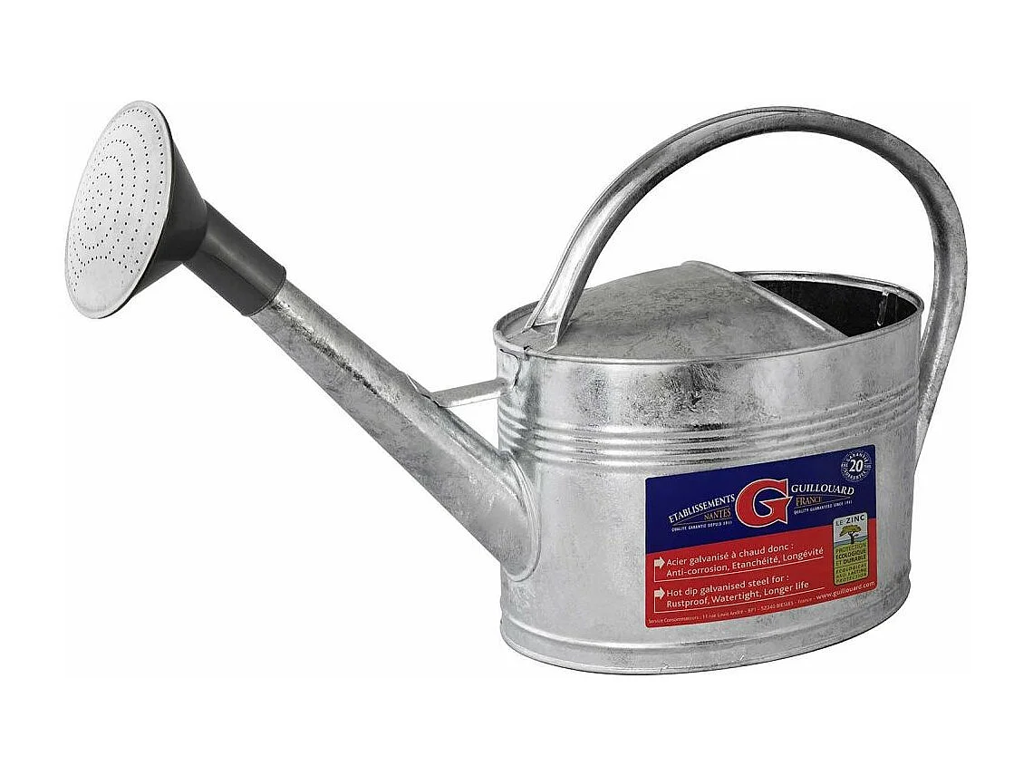 Annaffiatoio in acciaio zincato con testa da 10 litri