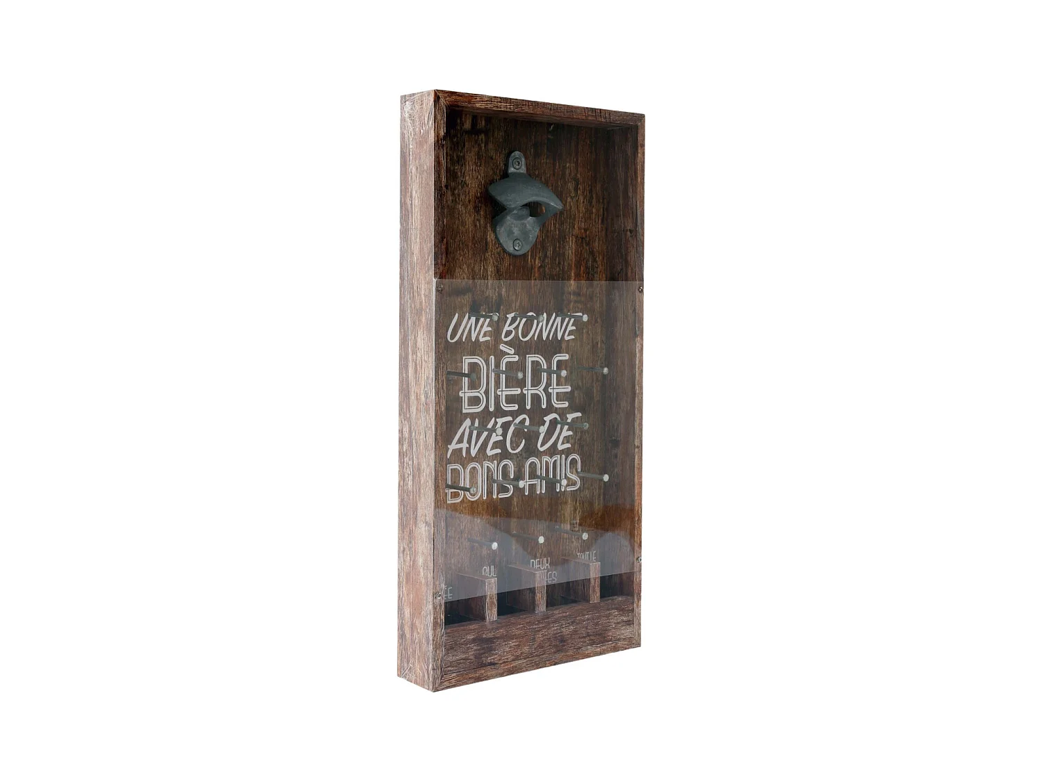 Décapsuleur en MDF et fer 19 x 40 cm