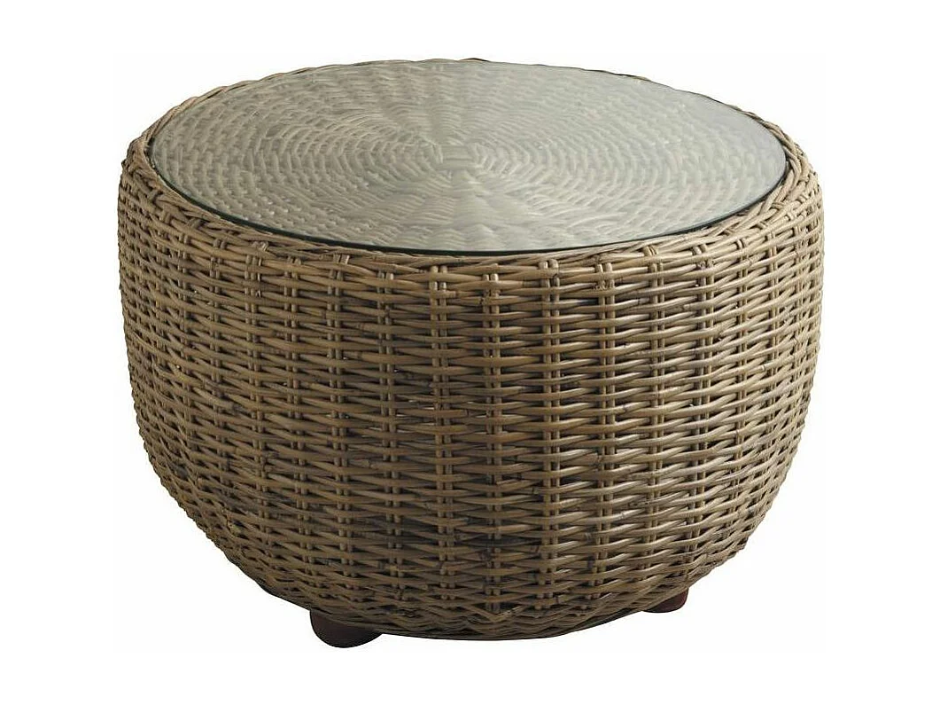 Table boule en poelet gris et verre Pipelette