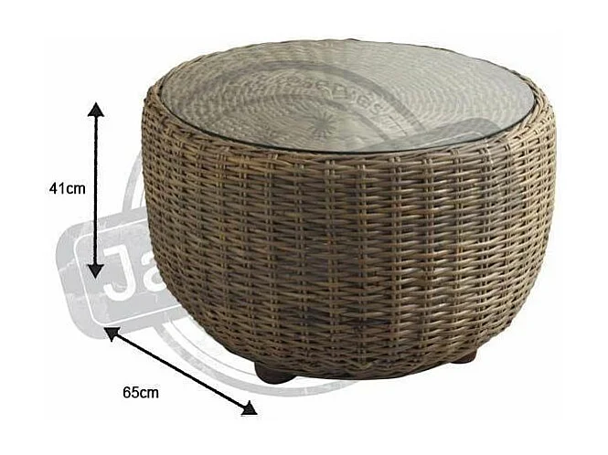 Table boule en poelet gris et verre Pipelette