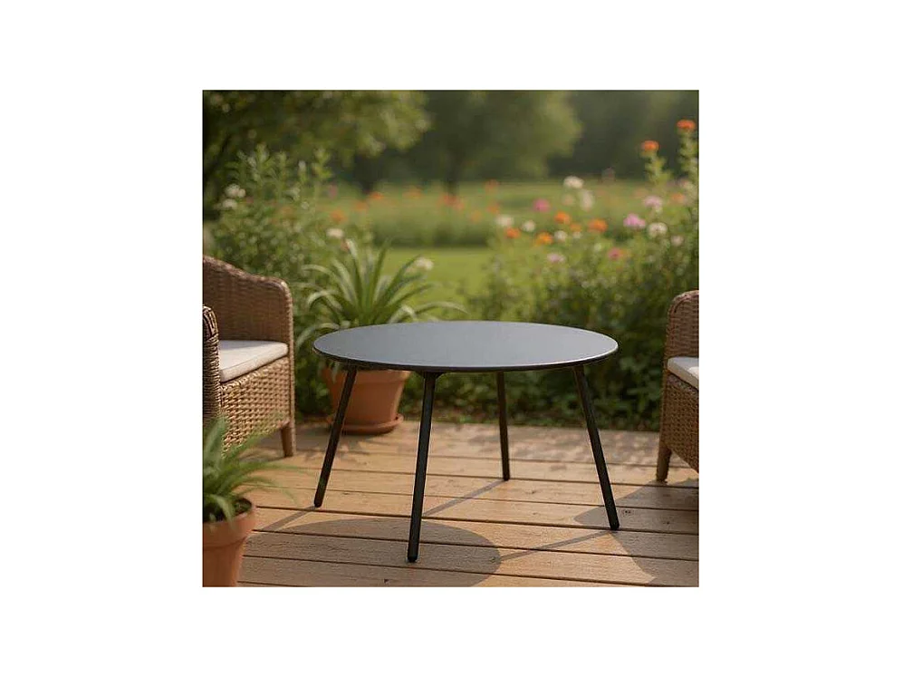 Table basse jardin ronde en acier Rio 70 cm