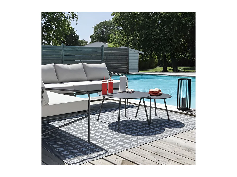 Table basse jardin ronde en acier Rio 70 cm
