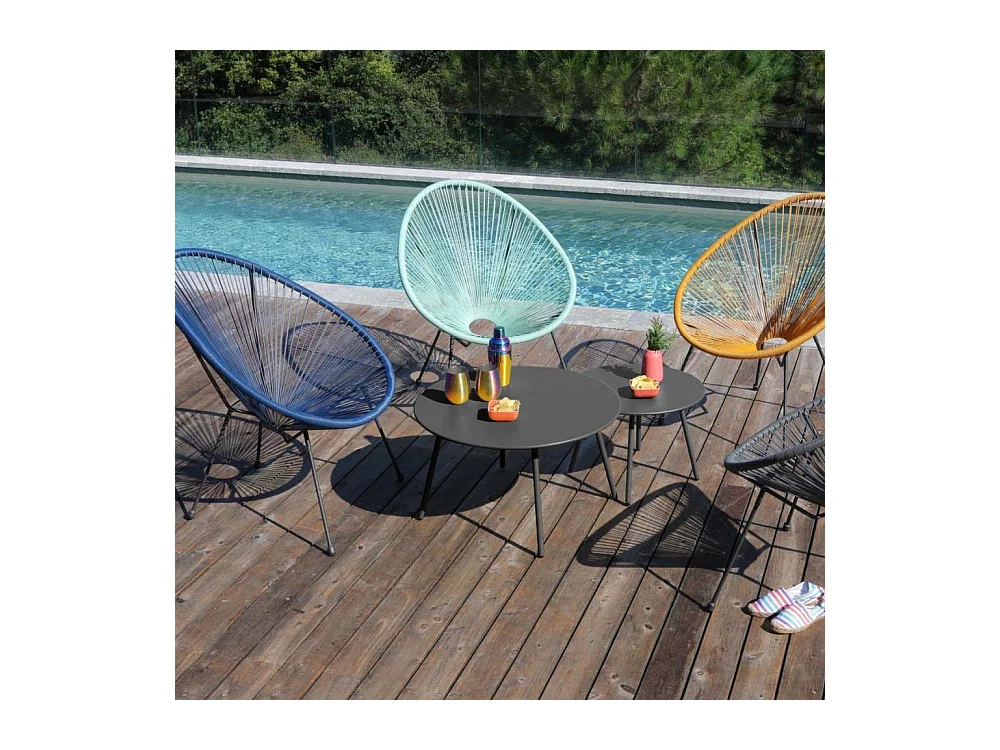 Table basse jardin ronde en acier Rio 70 cm