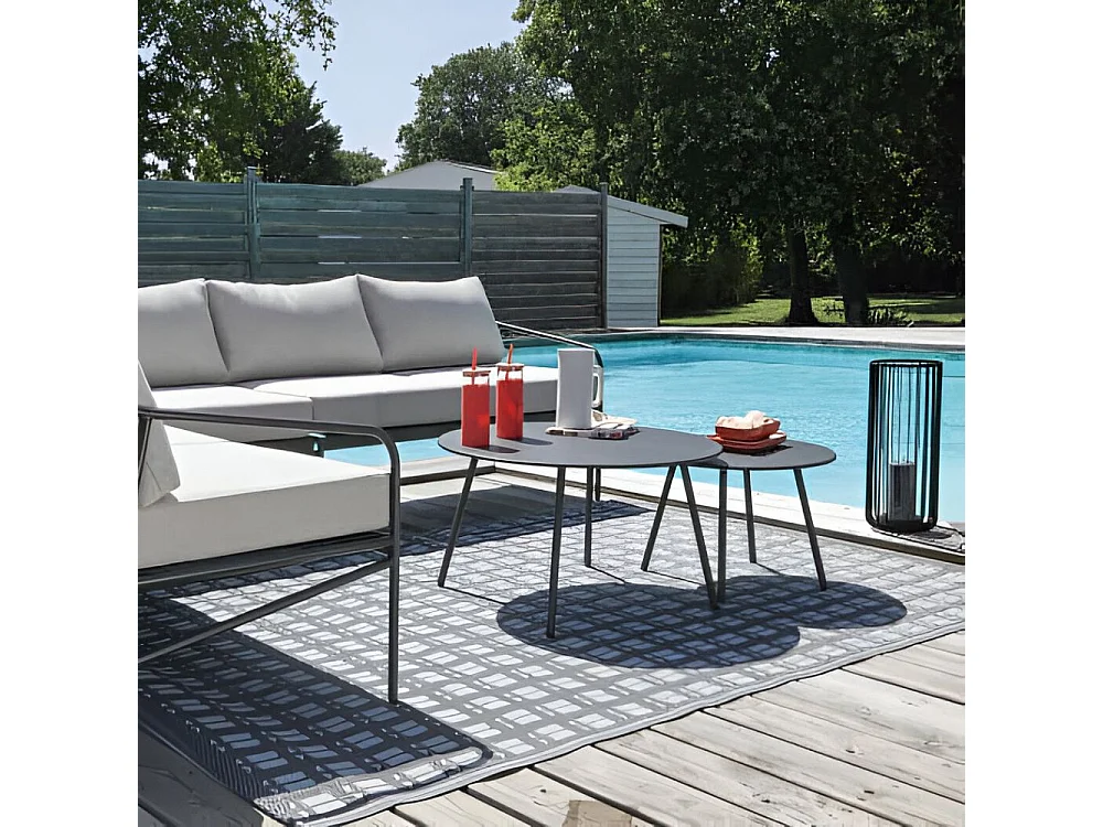 Table basse jardin ronde en acier Rio 70 cm