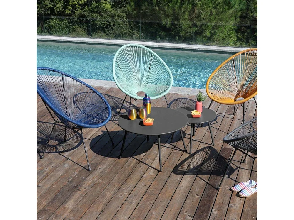Table basse jardin ronde en acier Rio 70 cm