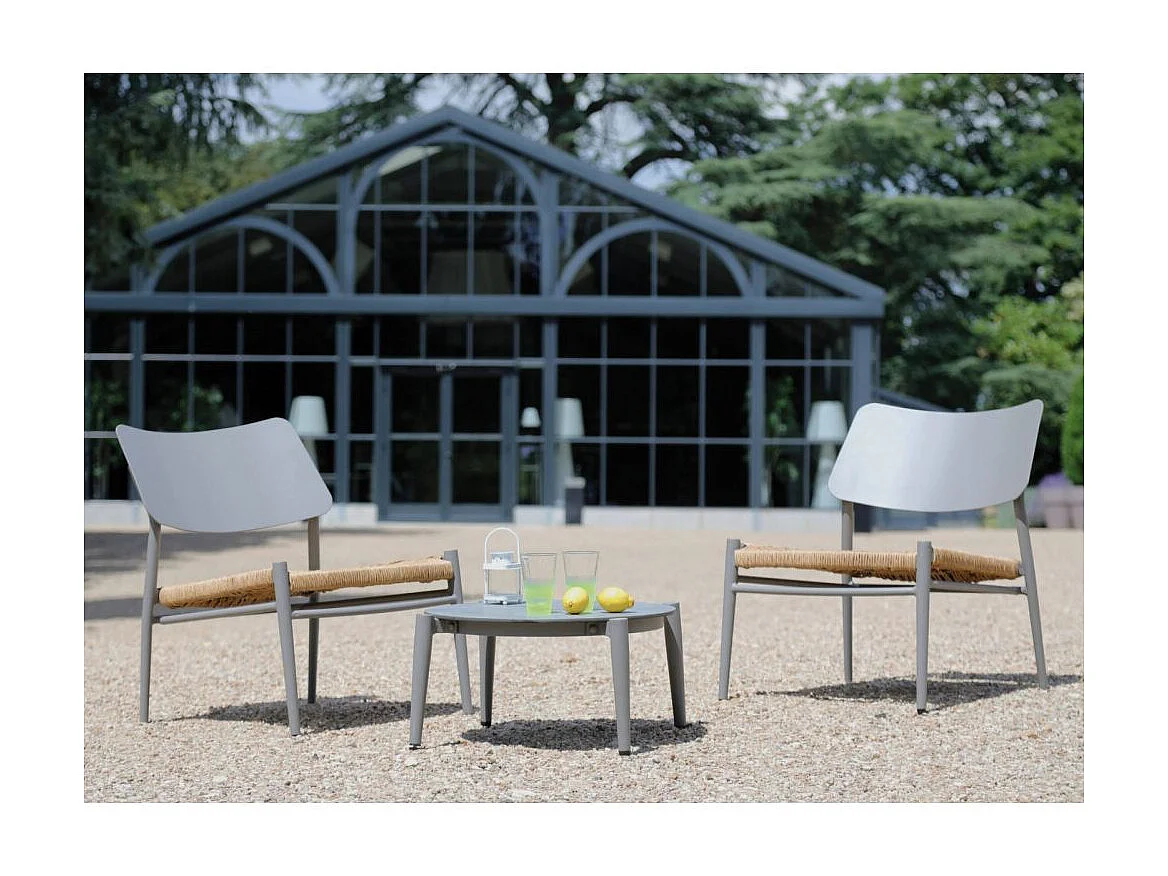 Table basse jardin rétro en aluminium 54 cm Dublin Taupe et luna