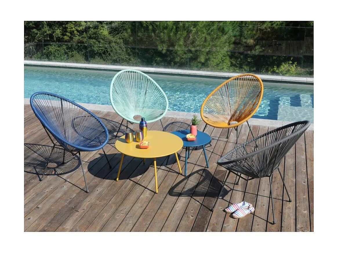 Table basse jardin ronde en acier Rio 70 cm
