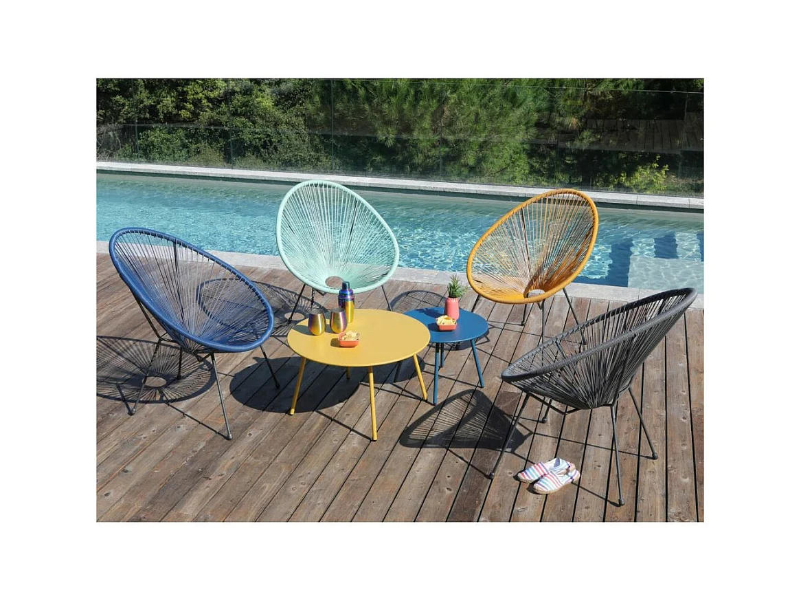 Table basse jardin ronde en acier Rio 70 cm