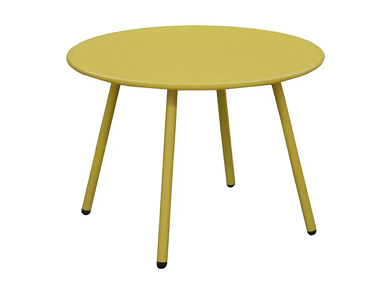 Table basse jardin ronde en acier Rio 50 cm Moutarde
