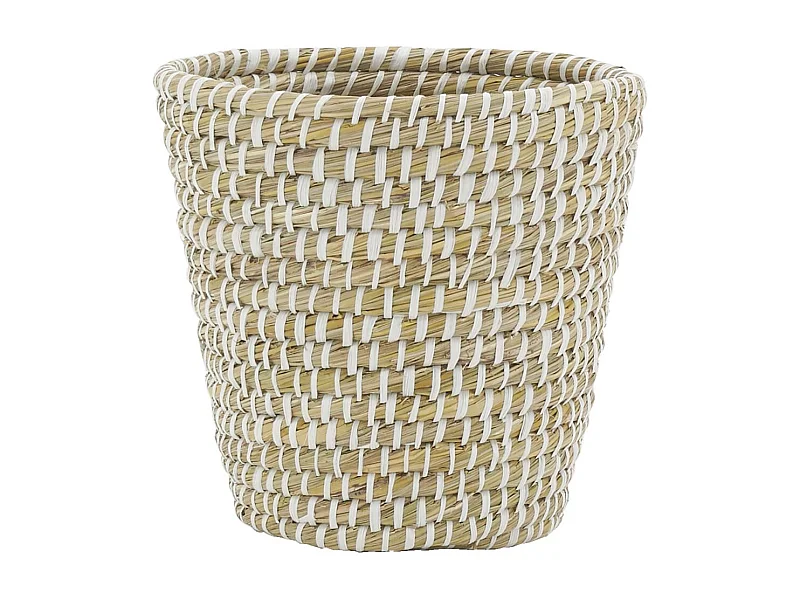Corbeille à papier en jonc naturel et plastique recyclé