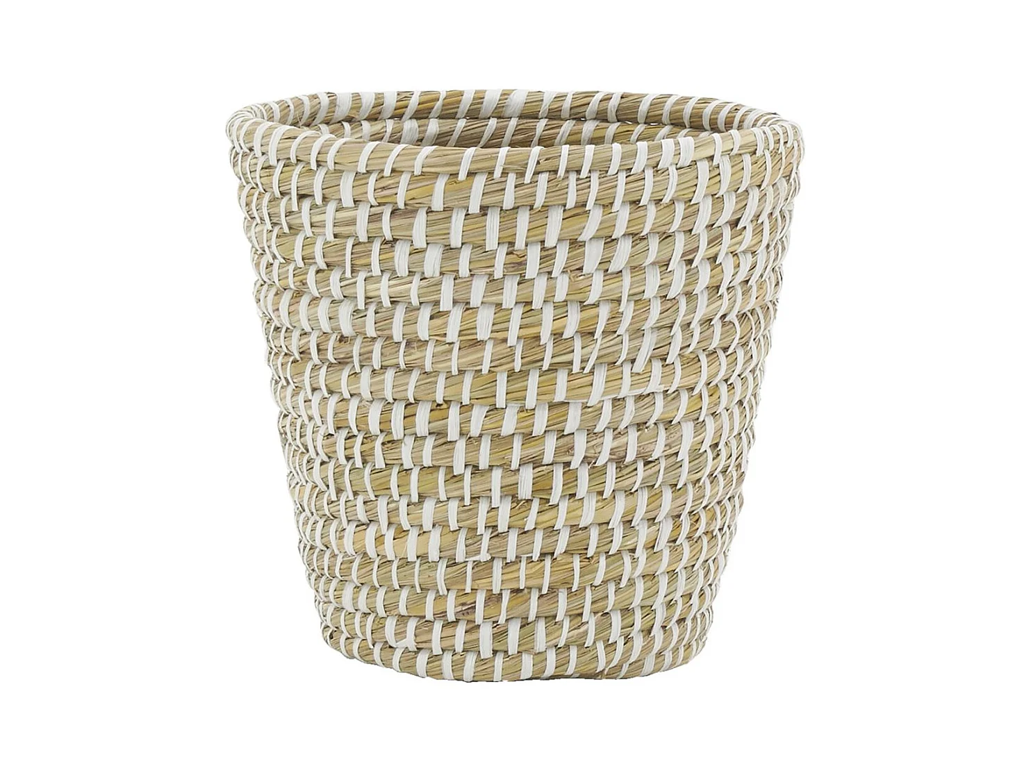 Corbeille à papier en jonc naturel et plastique recyclé