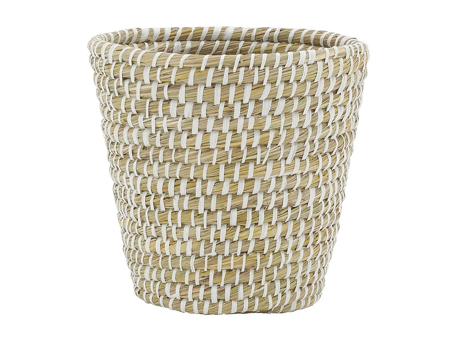 Corbeille à papier en jonc naturel et plastique recyclé