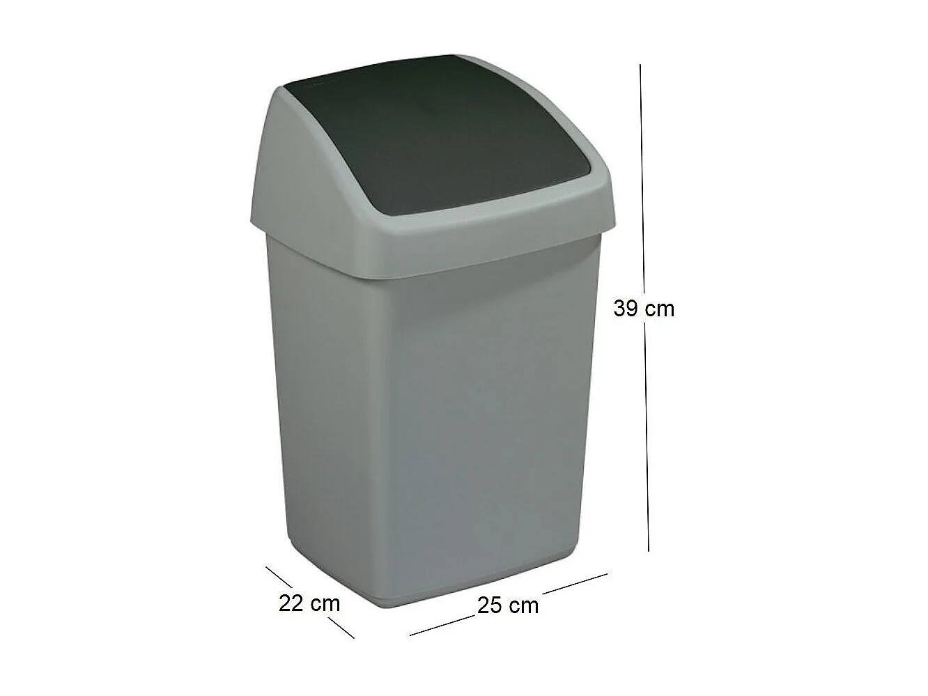 Poubelle grise avec couvercle basculant Delta 10 litres