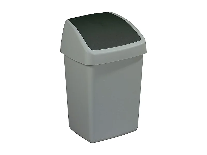 Poubelle grise avec couvercle basculant Delta 10 litres