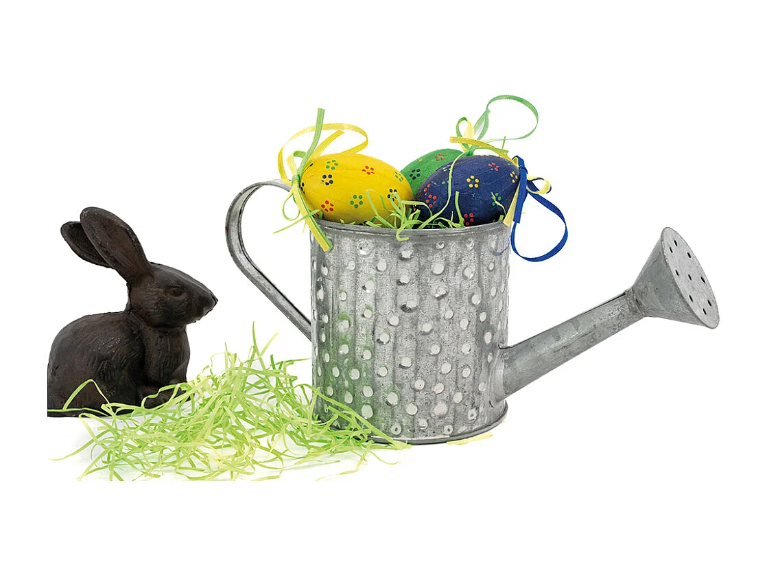 Minigießkanne mit weißen Tupfen