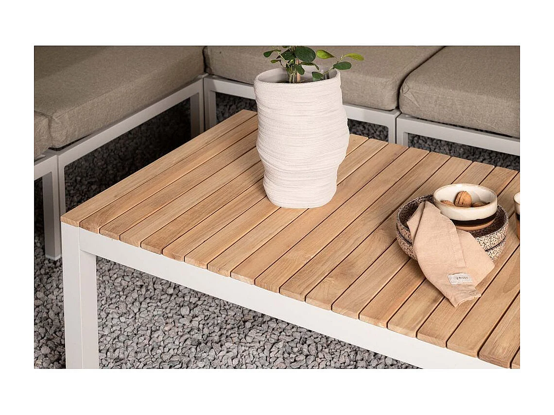 Brasilia salontafel beige, teak.