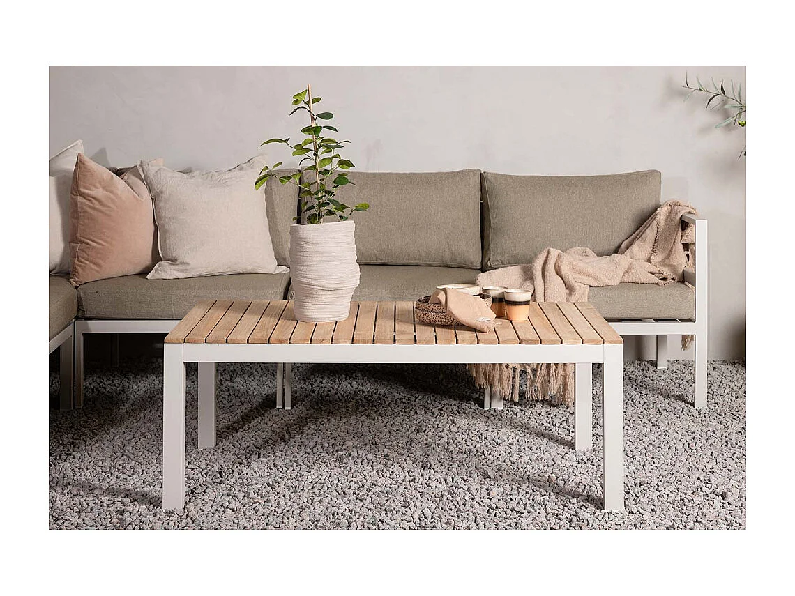 Table Basse de Jardin "Brasilia" 120cm Naturel & Beige