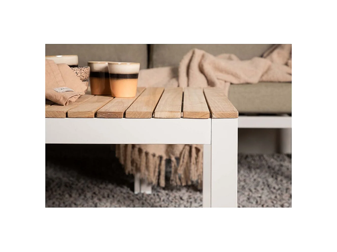 Table Basse de Jardin "Brasilia" 120cm Naturel & Beige