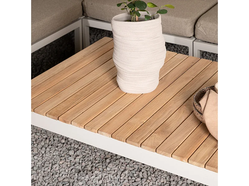 Brasilia salontafel beige, teak.