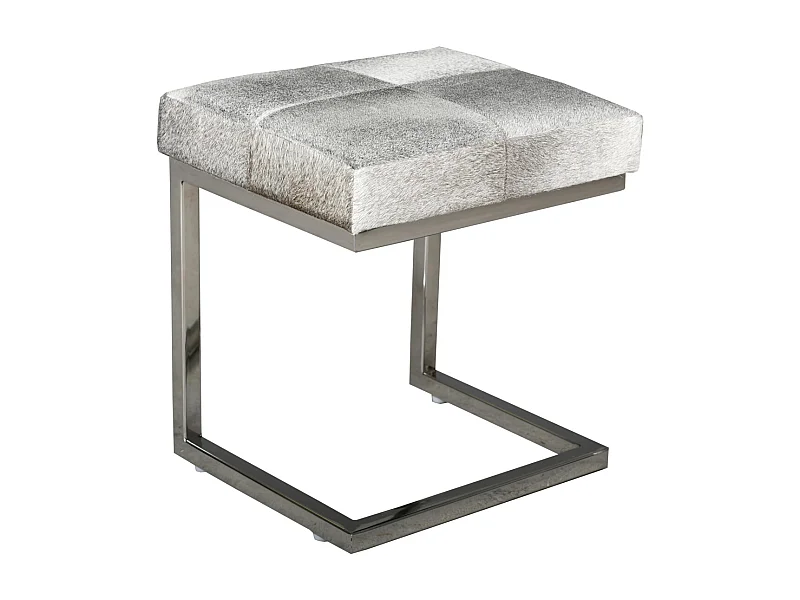 Tabouret design en peau de vache et acier chromé