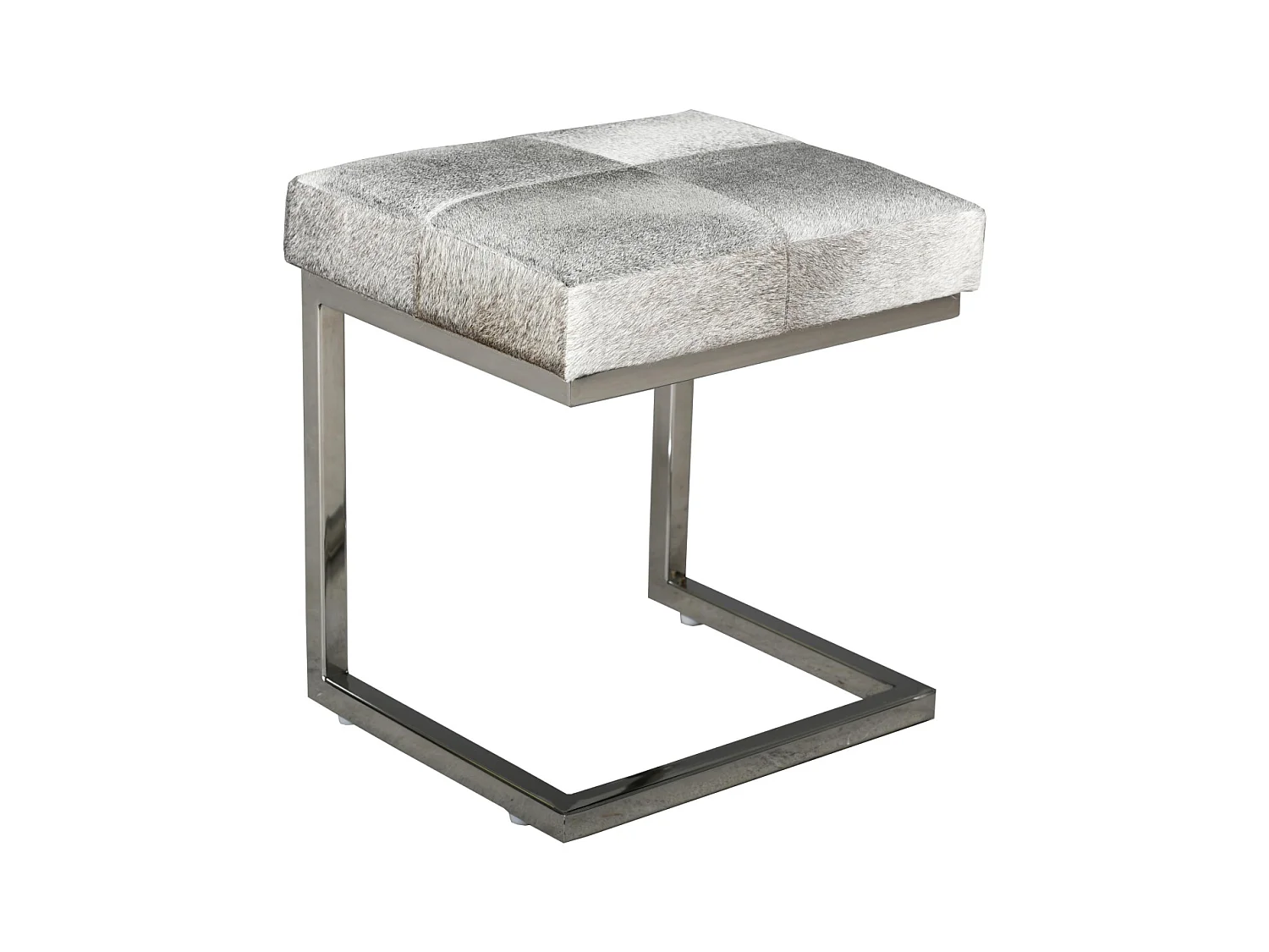Tabouret design en peau de vache et acier chromé