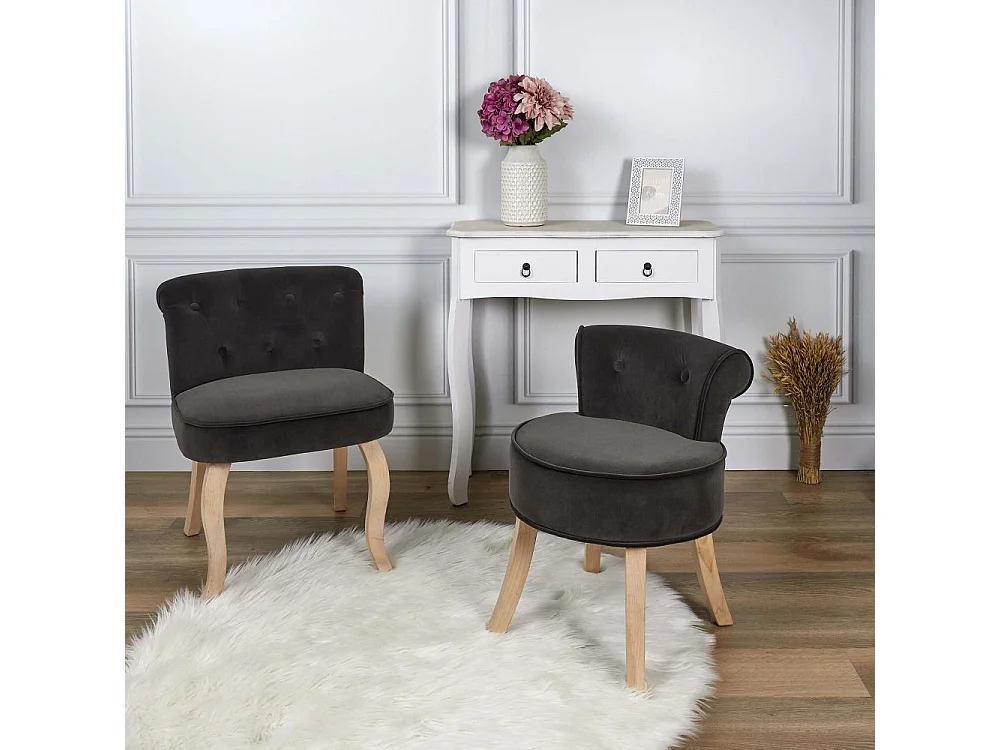 Tabouret Eleonor Velours Gris Gris