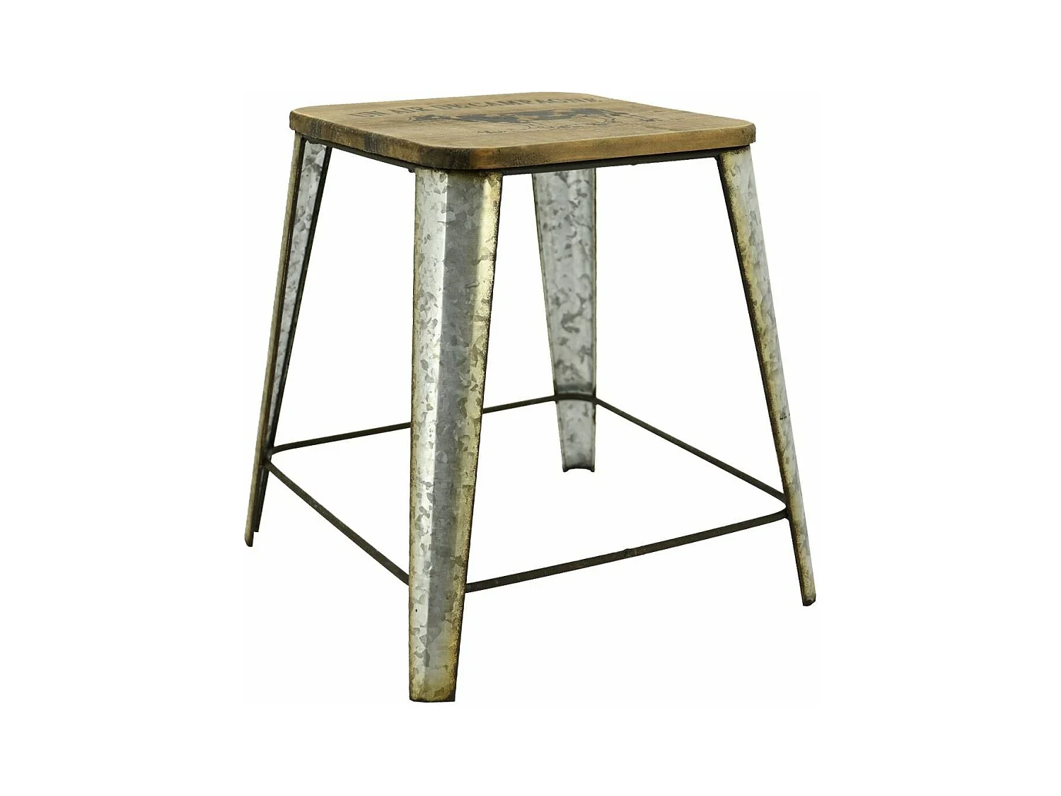 Tabouret en zinc et bois Un air de campagne