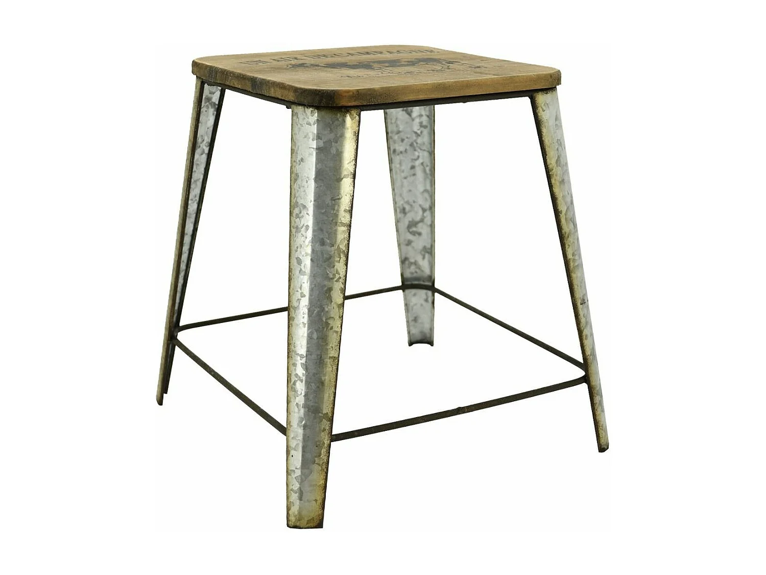 Tabouret en zinc et bois Un air de campagne