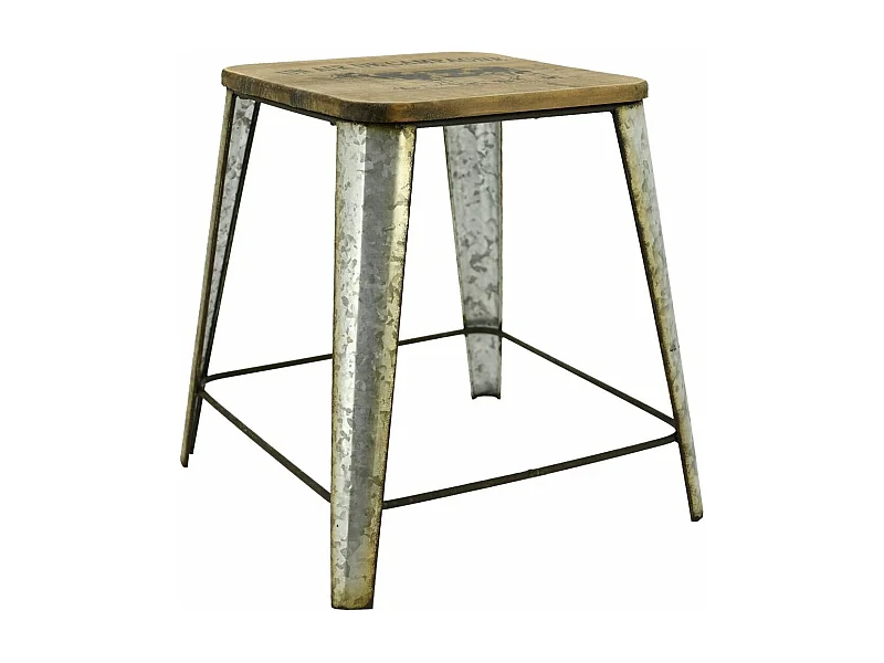 Tabouret en zinc et bois Un air de campagne