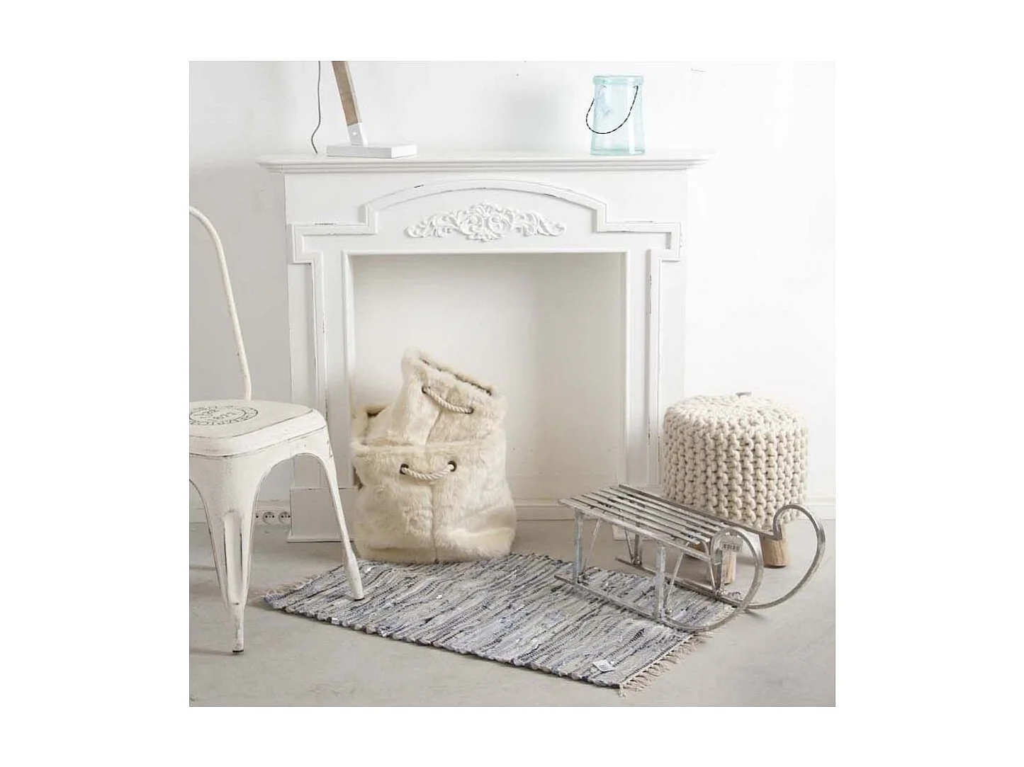 Tabouret laine et bois Douceur