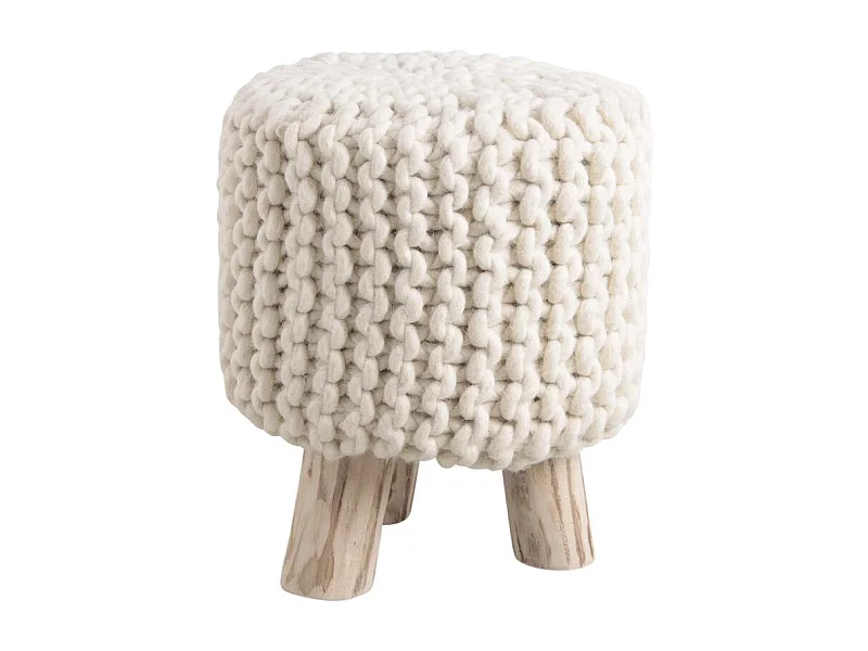 Tabouret laine et bois Douceur