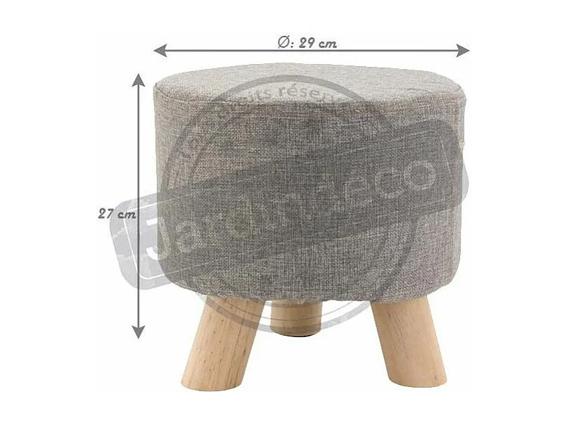 Tabouret bas en coton et bois