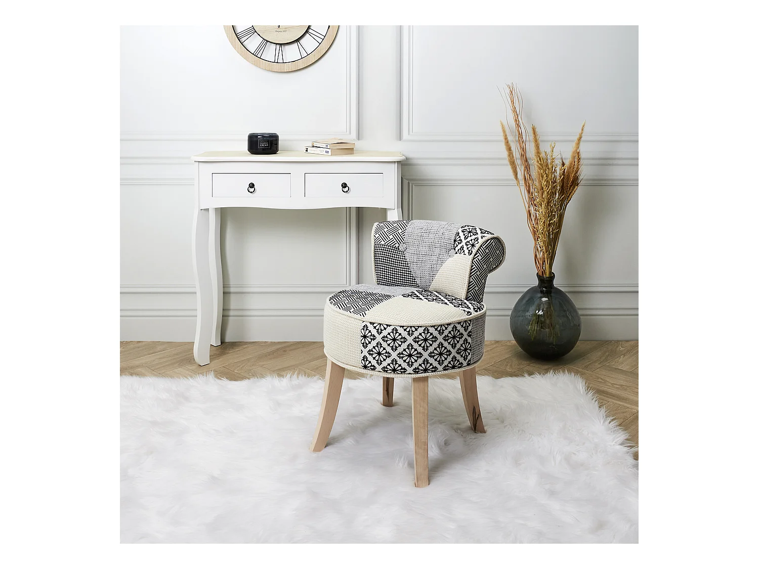 Tabouret Eleonor Patchwork Gris Gris, Multicolore