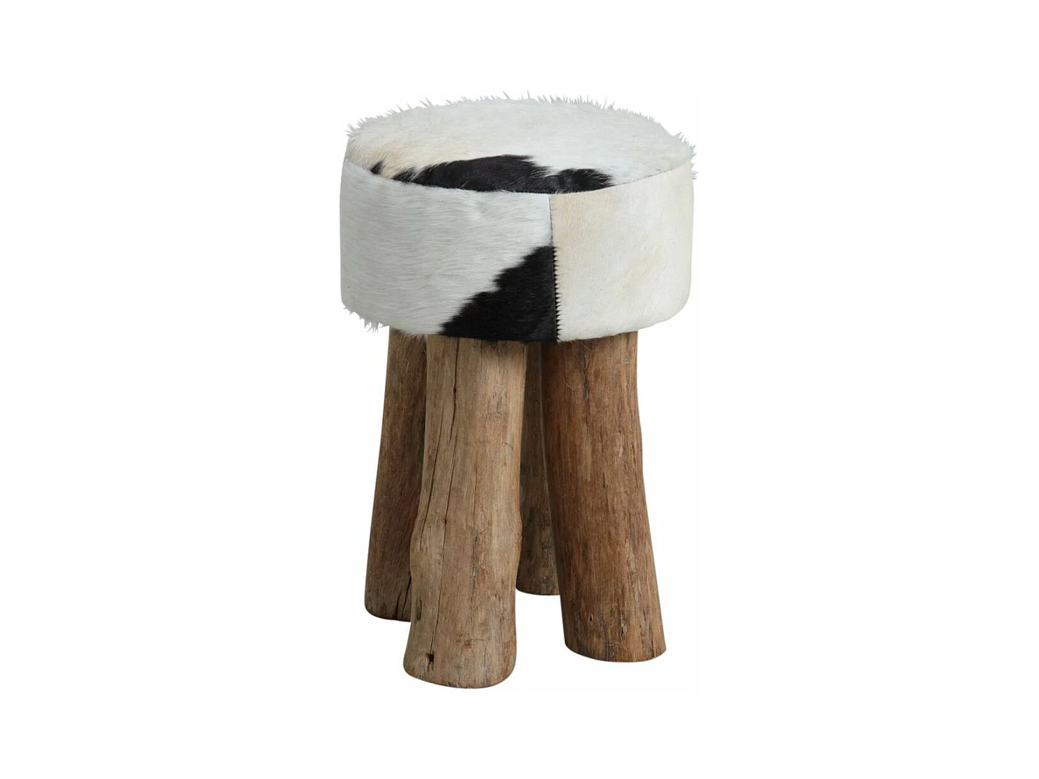 Tabouret rond en peau de vache