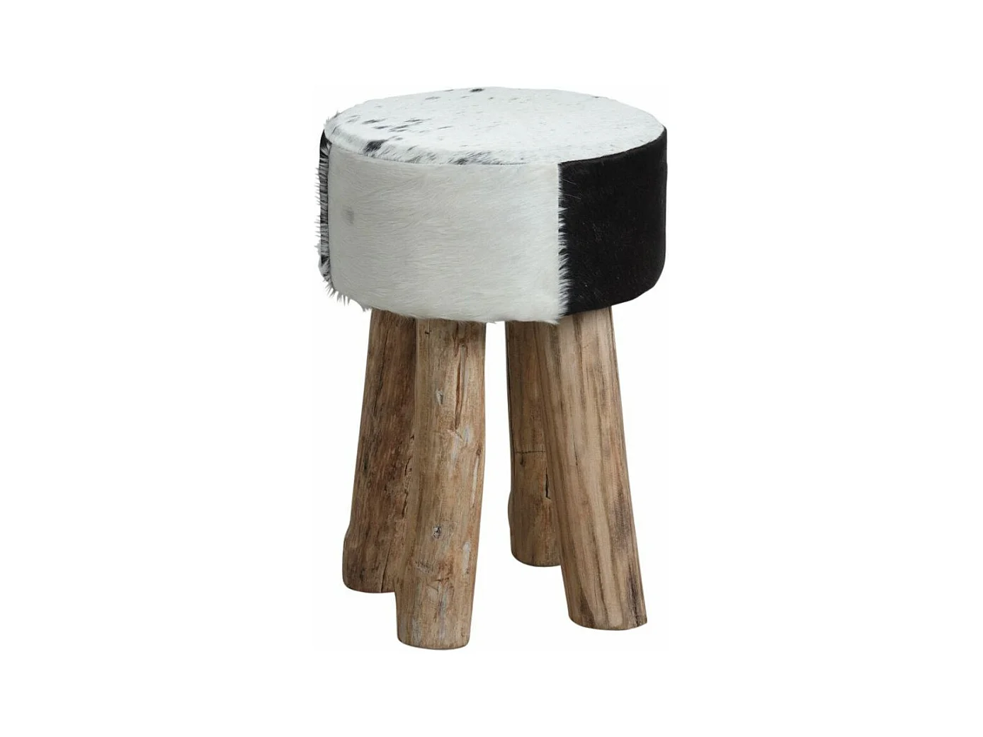 Tabouret rond en peau de vache
