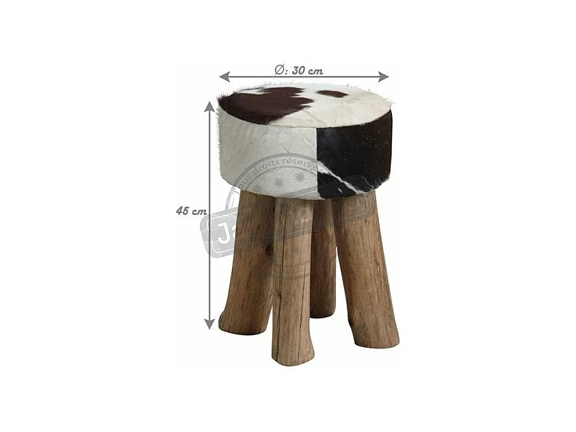 Tabouret rond en peau de vache