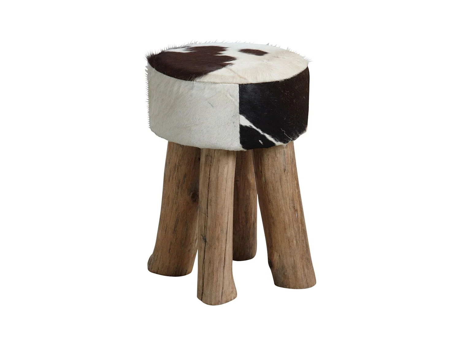 Tabouret rond en peau de vache