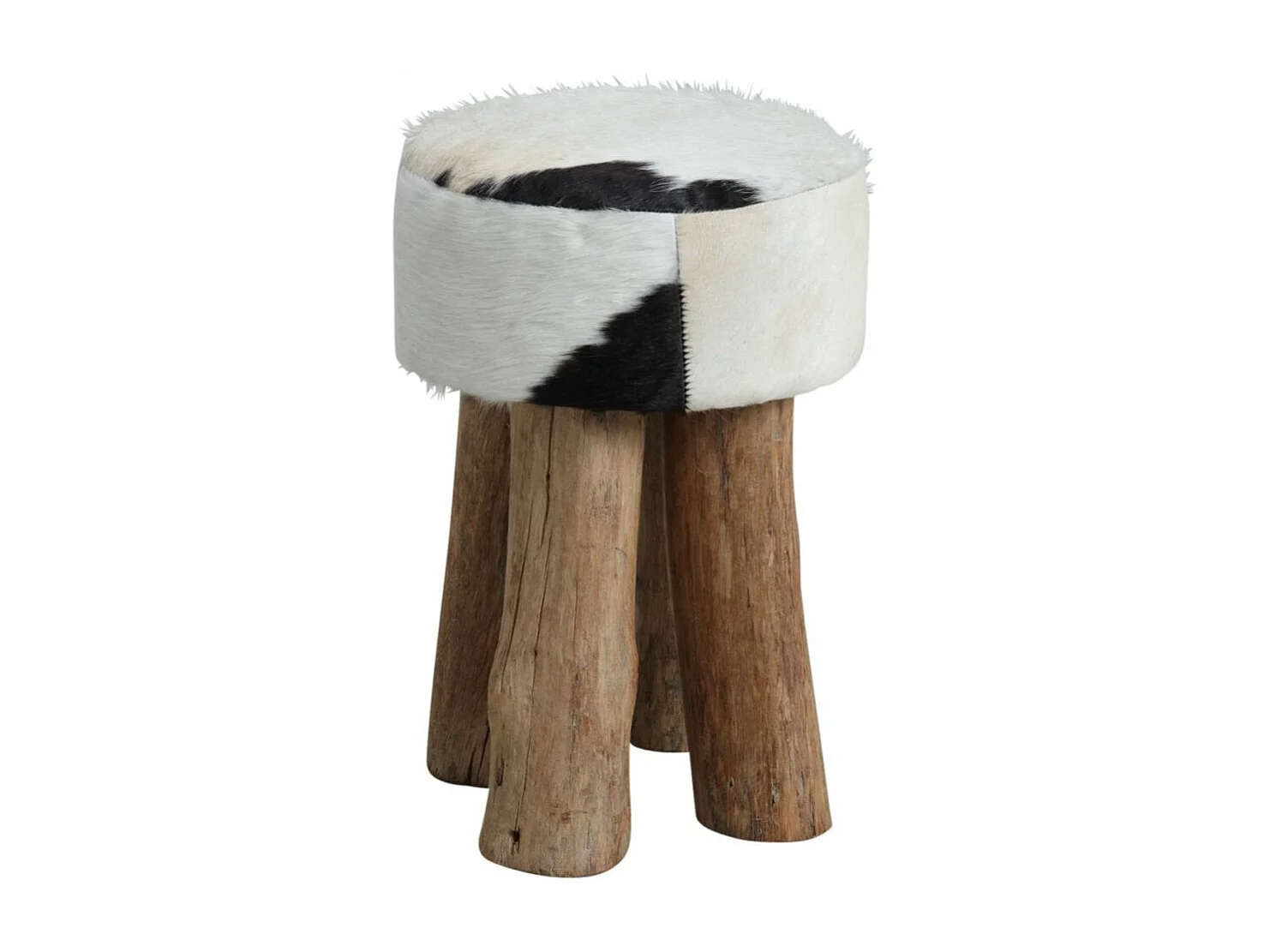 Tabouret rond en peau de vache