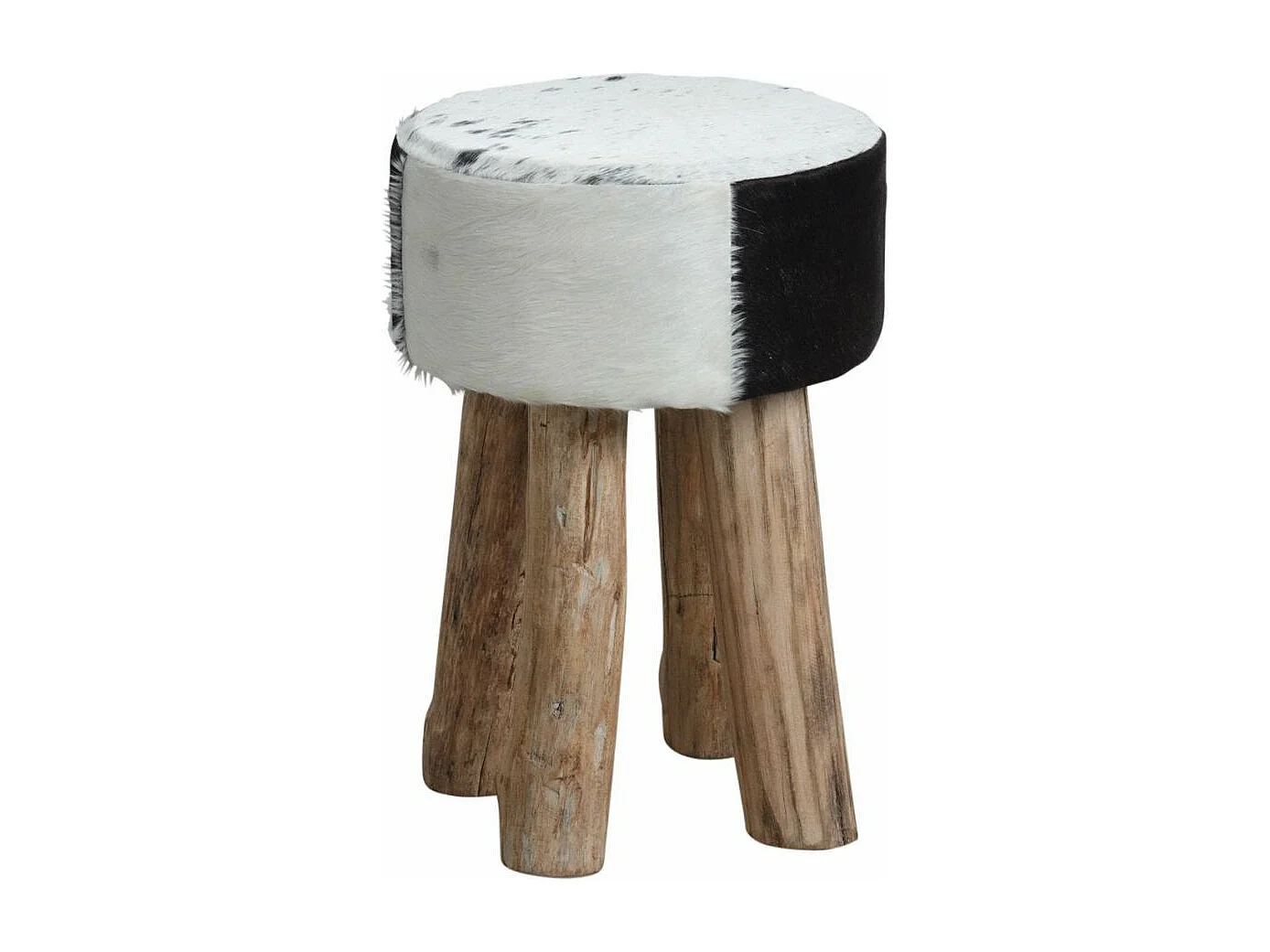 Tabouret rond en peau de vache