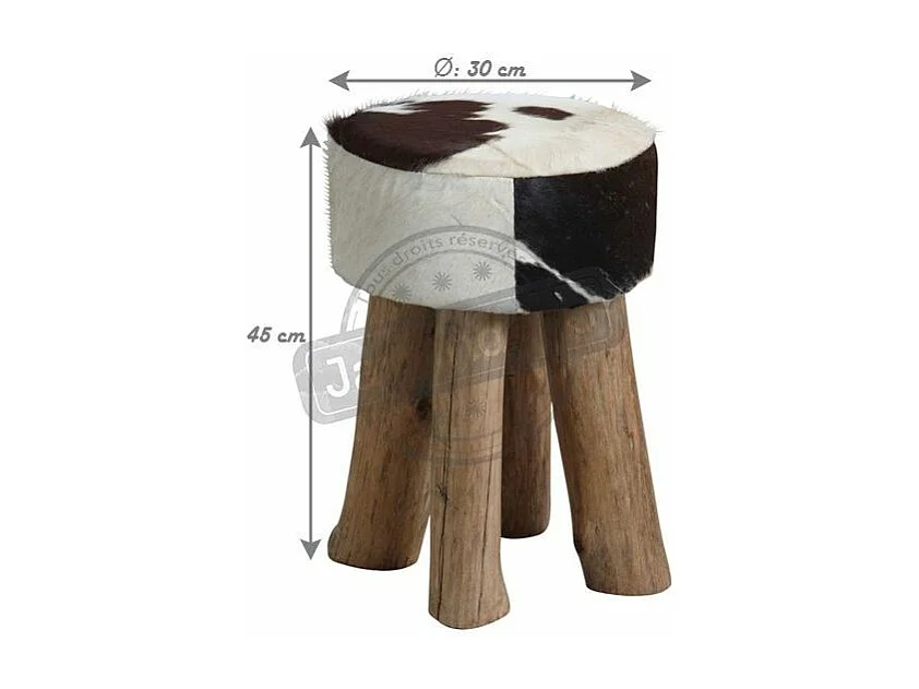 Tabouret rond en peau de vache