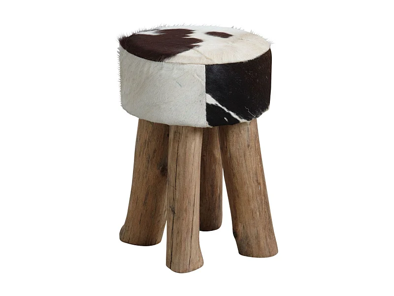Tabouret rond en peau de vache