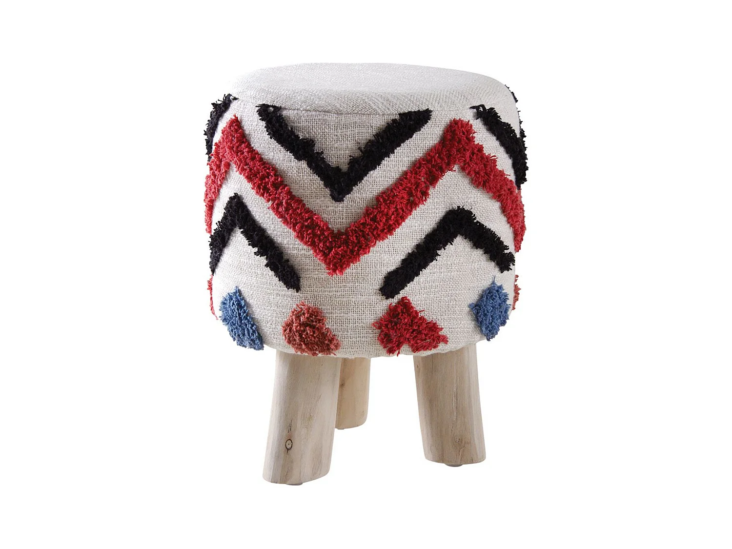 Tabouret 3 pieds en coton tufté