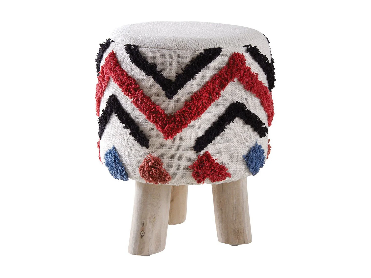 Tabouret 3 pieds en coton tufté
